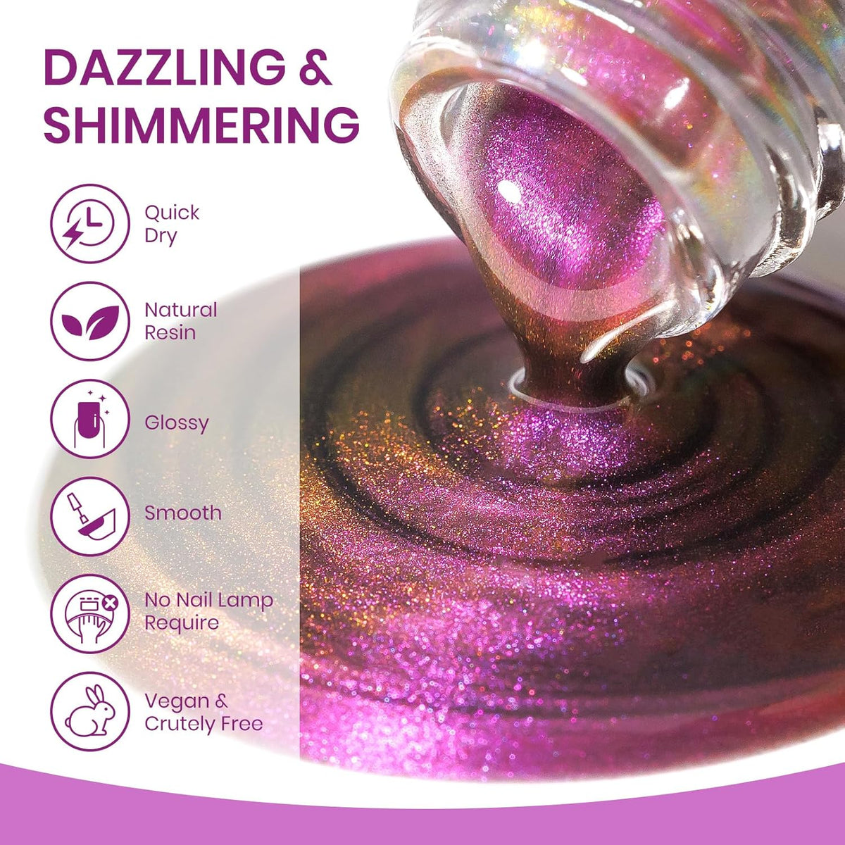 Magnetic Nail Polish Quick Dry Cat Eye Nail Polish Non Gel for Fingernail Air Drying Fast Lacquer Manicure Gift For Women Girls 16ml, 0.54fl oz