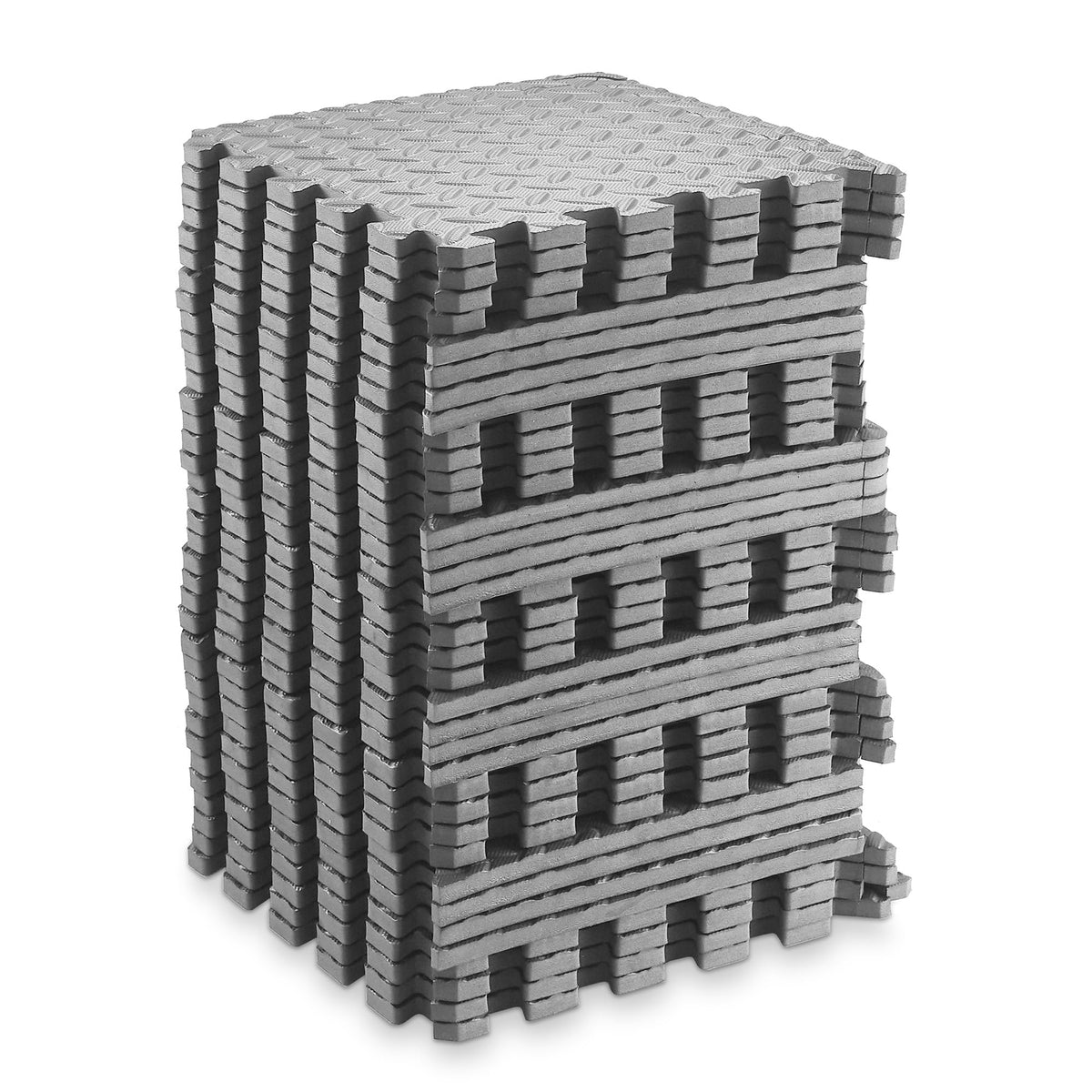 Philosophy Gym Pack of 36 Exercise Flooring Mats - 12 x 12 Inch Foam Rubber Interlocking Puzzle Floor Tiles - Gray