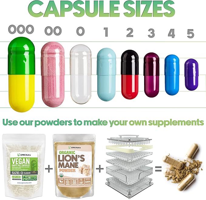 XPRS Nutra Size 1 Empty Capsules - 1000 Count Empty Gelatin Capsules - Empty Pill Capsules - DIY Capsule Filling - Pure Bovine Pill Capsules Empty Gel Caps (Clear)