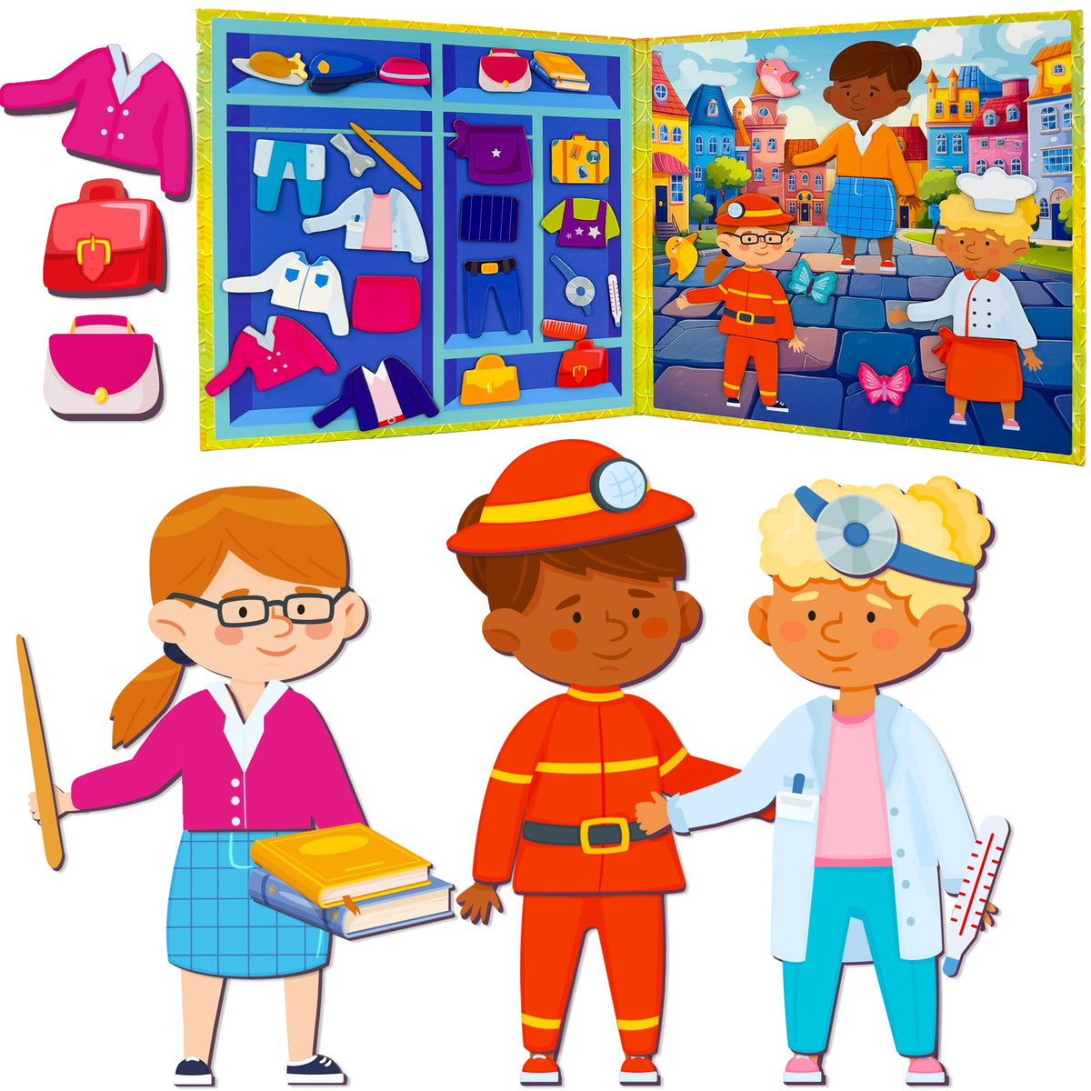 QUOKKA Magnetic Dress-Up Dolls for Girls Boys with 35 Magnetic Pieces - Creative Magnetic Play Set for Home or Travel - Perfect Magnetic Paper Dolls for Ages 3 and Up, Boost Storytelling with Princess