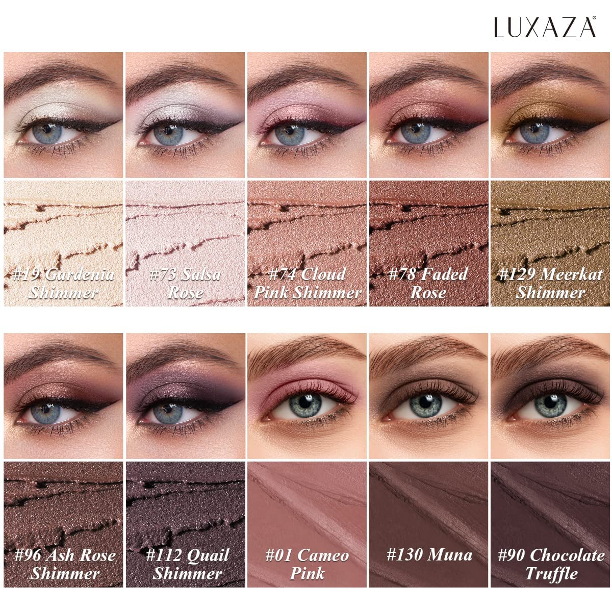 10PCS Eyeshadow Stick,Shimmer And Matte Brown Metallic Cream Eyeshadow Pencil Crayon with Smudge-proof & Waterproof, Eye Brightener Stick, Ideal Gift for Women - Ash Rose