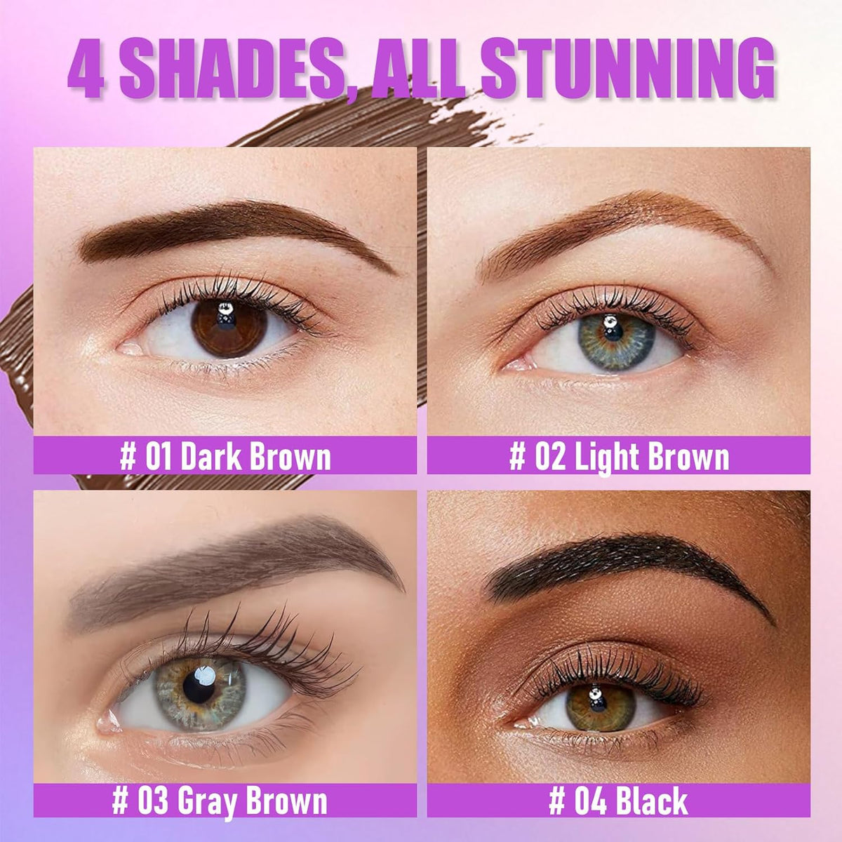 Tattoo Eyebrow Gel Easy Peel Off - Light Brown, Waterproof 3-Day Long-Lasting Brow Stain, Semi-Permanent Peel Off Brow Dye Gel for Sparse Brows, Transfer-proof, Natural Color for Fuller Defined Brows