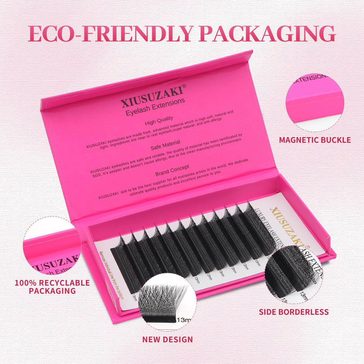 W Lash Extensions Supplies 4D Eyelash Extensions W Shape 0.07mm Thickness C Curl 13mm Premade Fans Easy Fan Lashes Volume Matte Black 12 Rows Crisscross Eye Lashes(W-4D-0.07-C,13mm)