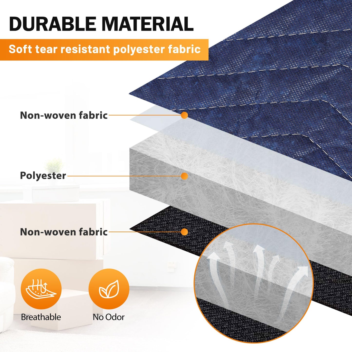 12 Moving Packing Blankets 80 x 72 Inches (35 lb/dz) Heavy Duty Moving Pads for Protecting Furniture Professional Quilted Shipping Furniture Pads (Dark Blue 12PCS)