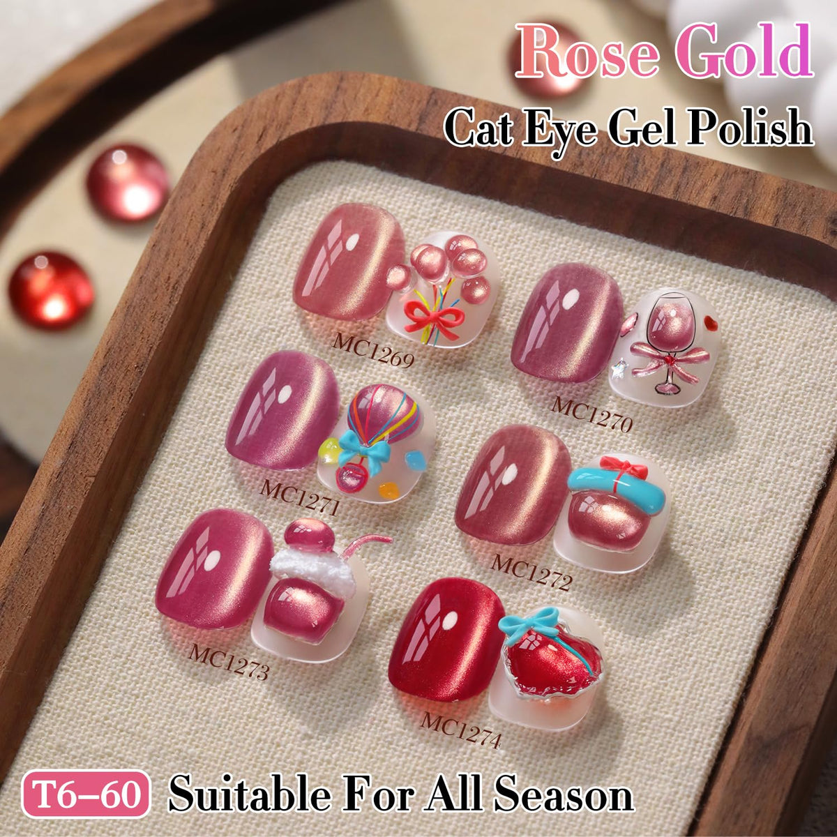 Double Rhythm 0.5 OZ Cat Eye Gel Polish with Magnet 15ML Holographic Glitter Shimmer Translucent Jelly Color Magnetic Nail Polish Salon DIY at Home (Dreamy Rose Purple-MC1273)