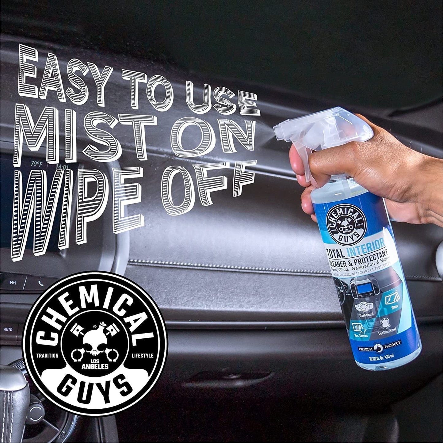 Chemical Guys Total Interior Cleaner & Protectant, Cleans & Protects Leather, Vinyl, Plastic, Rubber & Glass Streak-Free Finish for Cars, Trucks, SUVs, RVs & More - 128 oz
