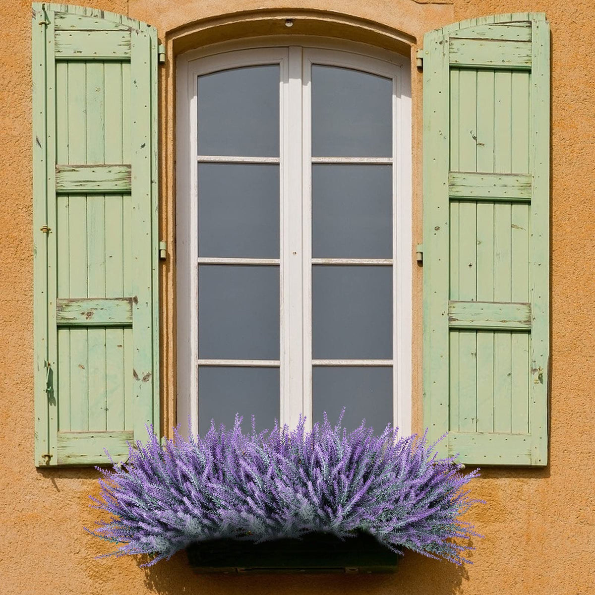 Ouddy Decor 12 Bundles Artificial Lavender Fake Flowers Faux Plastic Plants for Home Wedding Kitchen Garden Patio Window Box Office Table Centerpieces Indoor Outdoor Decor, Gray Purple