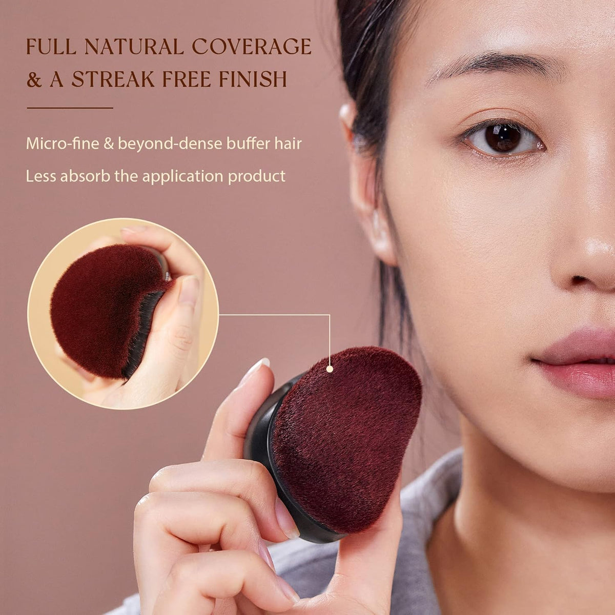 Jessup Foundation Brush Large Kabuki Makeup Brush for Face Body Blending Buffing Stippling Liquid Powder Cream Flawless with Gift Box, Black SF001
