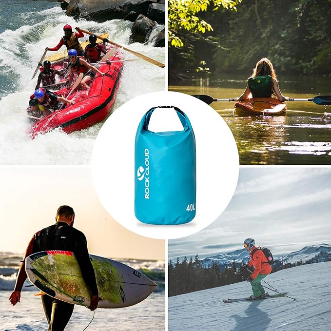 ROCK CLOUD Dry Bag Waterproof 20L Dry Sack for Kayaking Rafting Boating Beach Surfing Swimming Canoe Camping Hiking Fishing Ski, Lake Blue