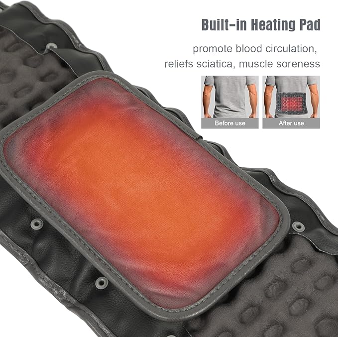 Decompression Back Belt with Cordless Heating Pad for Back, Lubar Support Belt and Back Reliver with Heat Pad for Women and Men, 4000mAh Rechargeable Battery, One Size Fits 29"-49" Waist