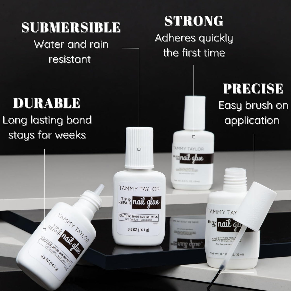 Tammy Taylor Tip and Nail Repair Glue | Dry Clear Gel Nail Glue for Press on Nails, Acrylic Nail Tips & Natural Breaks | Cure Under UV/LED | Solid Nail Adhesive Gel Glue for Nails and Extensions