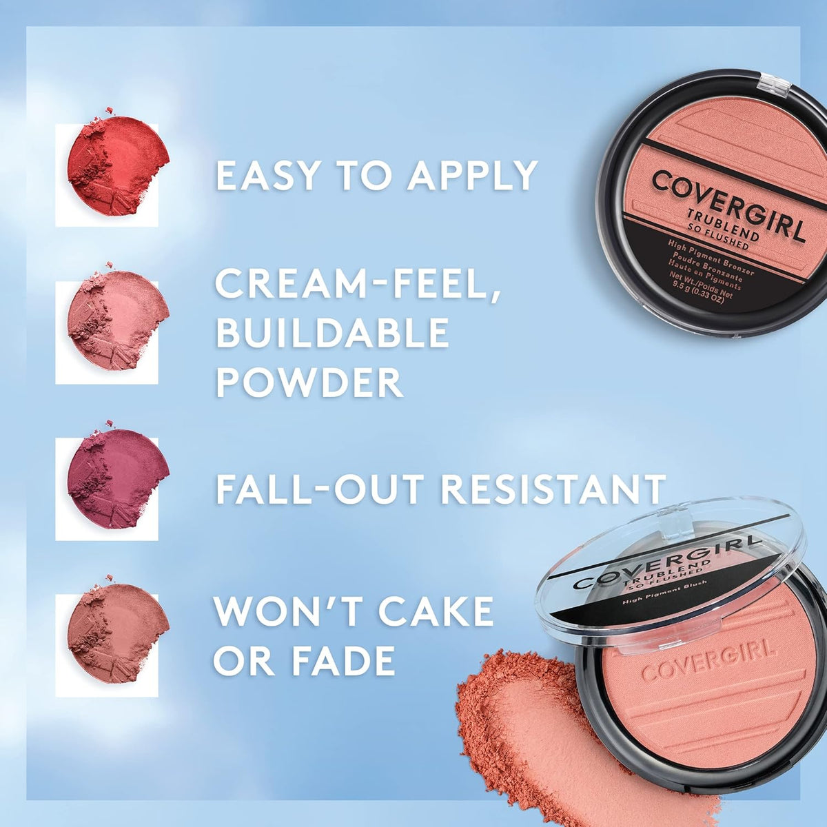 COVERGIRL Trueblend so Flushed High Pigment Blush & Bronzer, 345 - Hot & Frenzy, 0.33 Oz