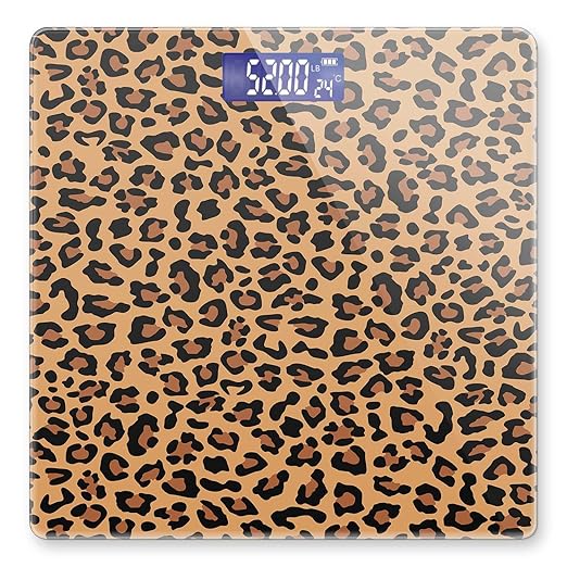 Weight Scale Digital Bathroom Scale Scale for Body Weight 400 lbs Personalized Digital Scale with Backlit Display Easy Read(Battery Not Included) - Leopard Print