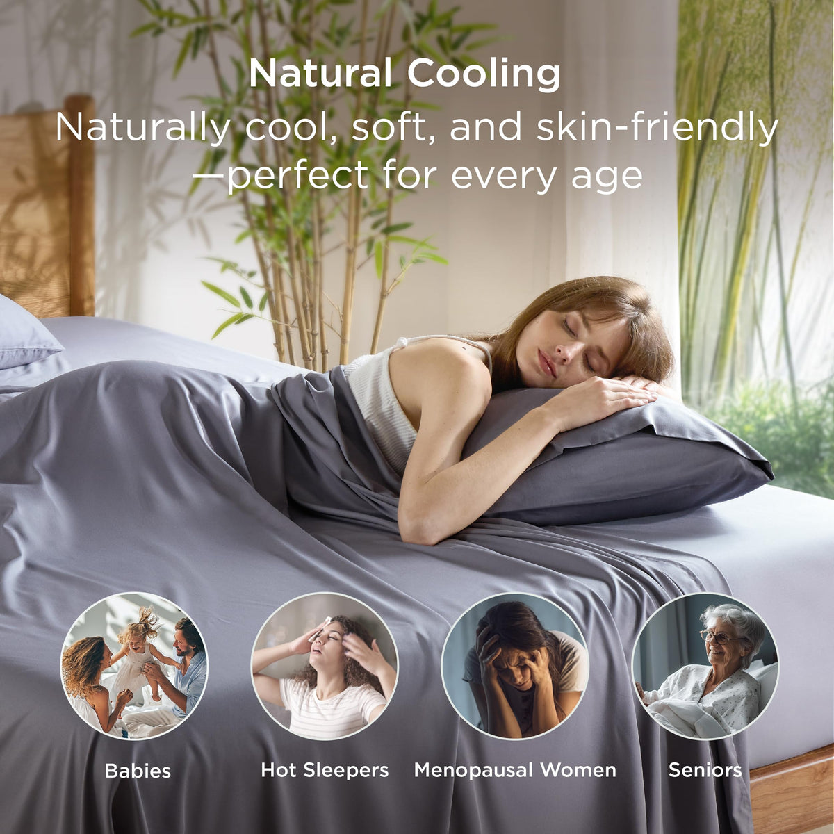 Bedsure Cooling Pillow Cases Standard Size 2 Pack, Rayon Derived from Bamboo Cooling Pillowcase for Hot Sleepers, Cool Pillow Covers with Envelope Closure for Women Men, Dark Grey, 20x26 Inches