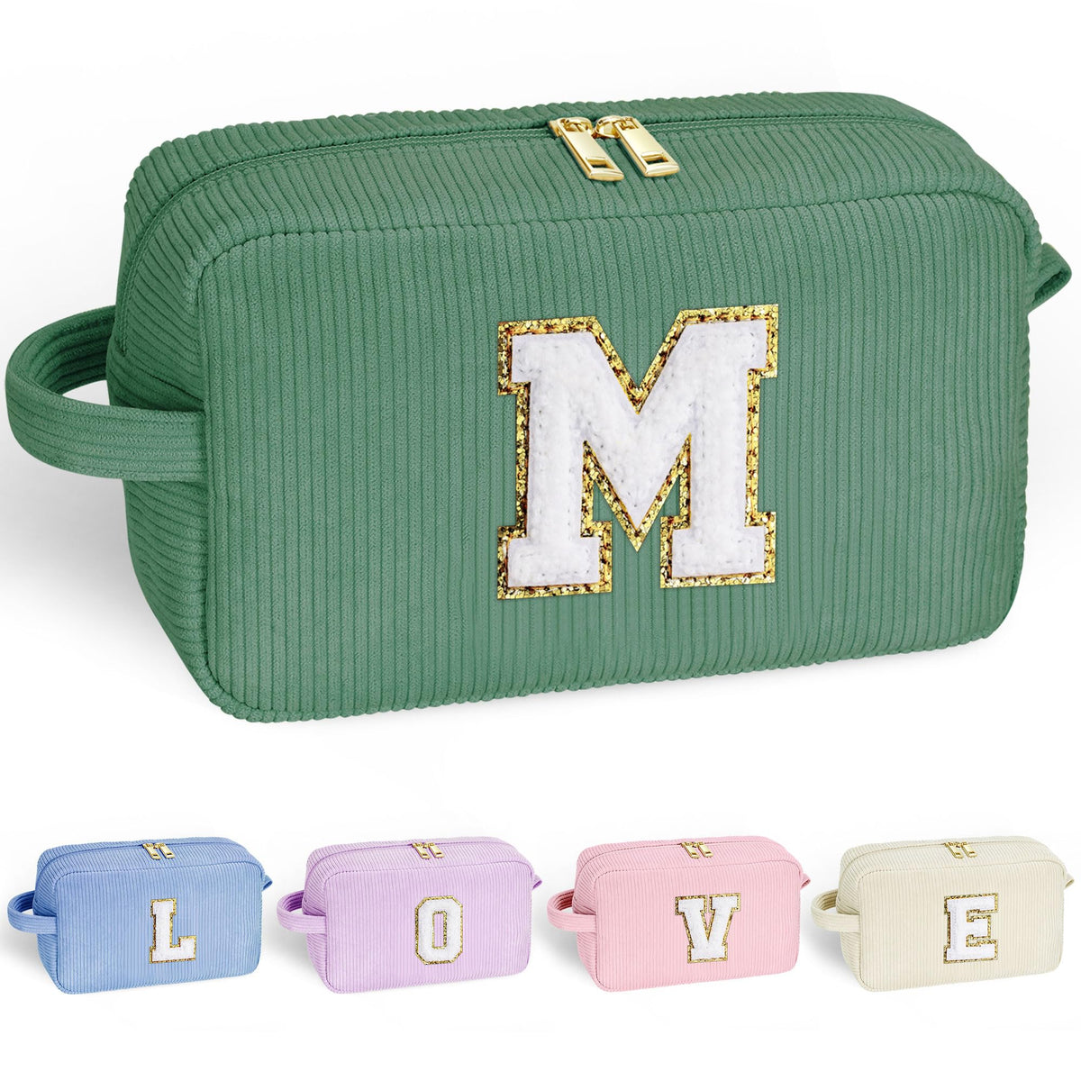 YOOLIFE Purple Travel Makeup Bag - Gifts for Teens Girls Kids, Personalized Initial Cosmetic Bag Mothers Day Gifts, Personalized Birthday Gifts for Women Teen Girls Kids Daughter Letter A