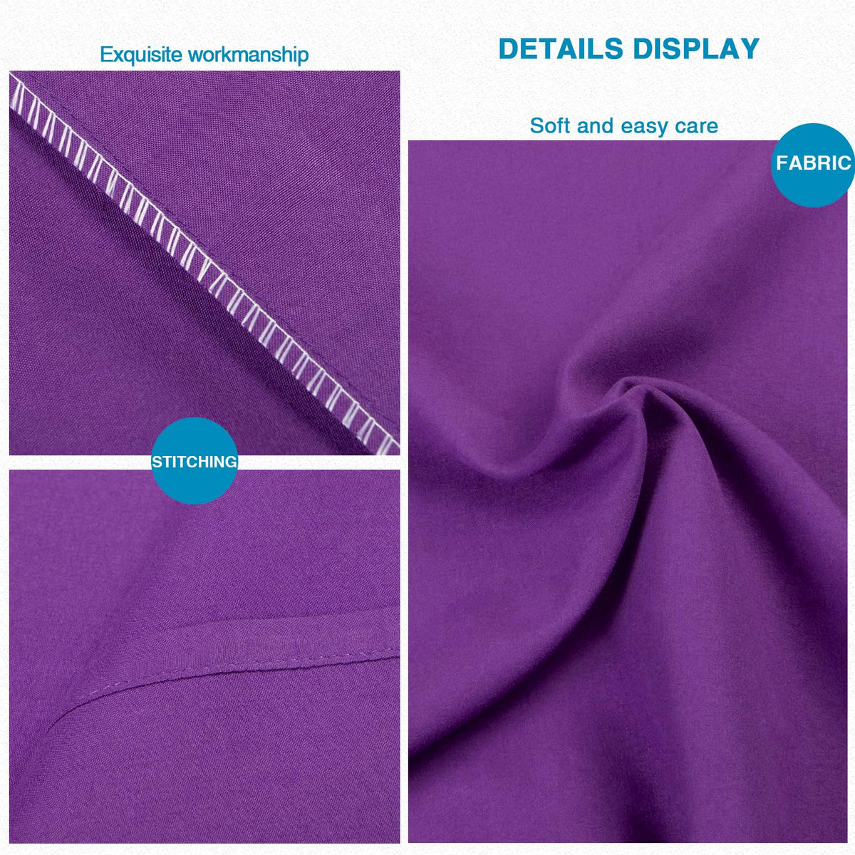 FLXXIE Microfiber Pillow Cases Queen Size Set of 2, Soft Pillowcases with Envelope Closure, Wrinkle Resistant Pillow Covers, 20x30, Purple