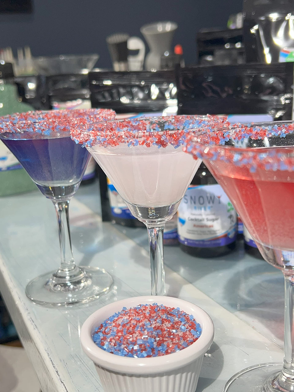 Snowy River Americas Cocktail Sugar - Kosher All Natural Red, White, and Blue Cocktail Rimmer and Coffee Rimmer (Americas, 1lb Bag)