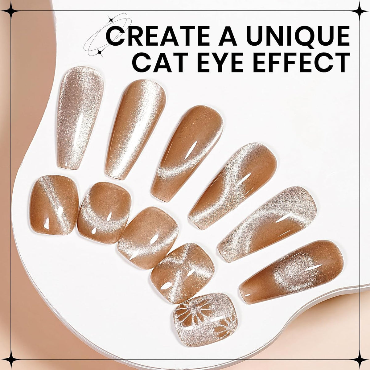 Cat Eye Gel Polish, Magnetic Holographic Glitter Gel Nail Polish Nude Shimmer Gel Polish with Magnet Soak Off U V Gel Salon DIY at Home, 0.5 OZ
