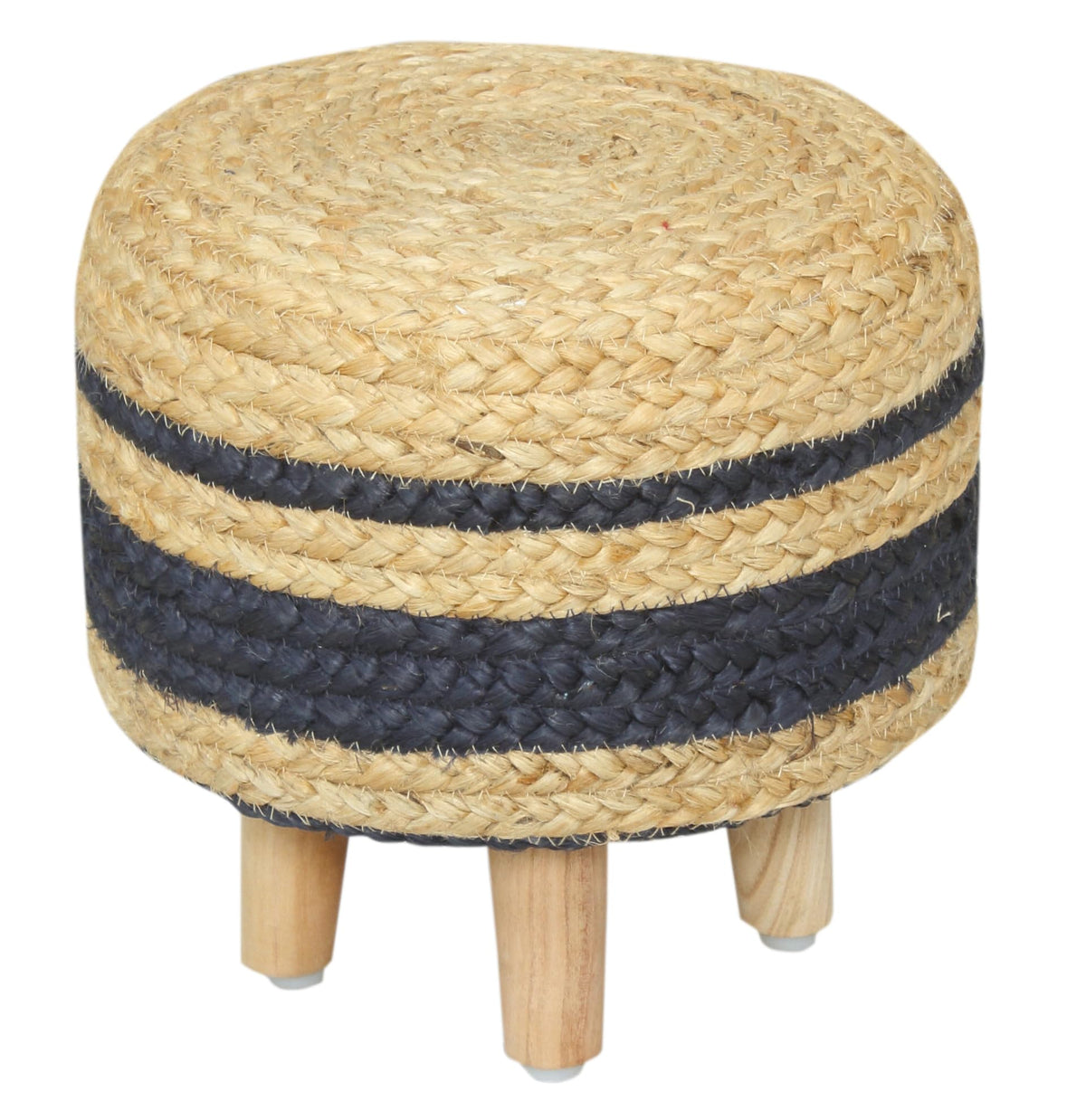 VEVARA HOMES Ottoman Storage Stool Cover with Natural Jute Round Footrest Poufs Multifunctional Storage Box Side Table Coffee Table for Home Décor, 13X13X12 Inch