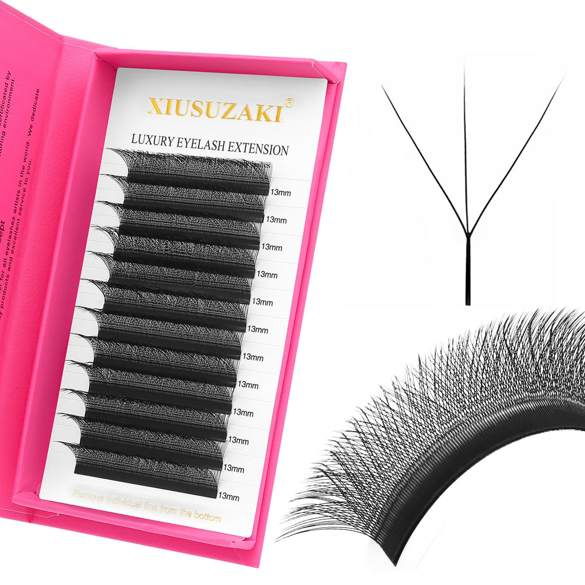 Lash Extensions 3D Eyelash Extensions W Lashes 0.07mm Thickness D Curl Lashes 8mm Soft Lash Trays Pestañas Pelo a Pelo Natural Matte Black False Eyelashes Individual Lashes(W-3D-0.07-D,8mm)