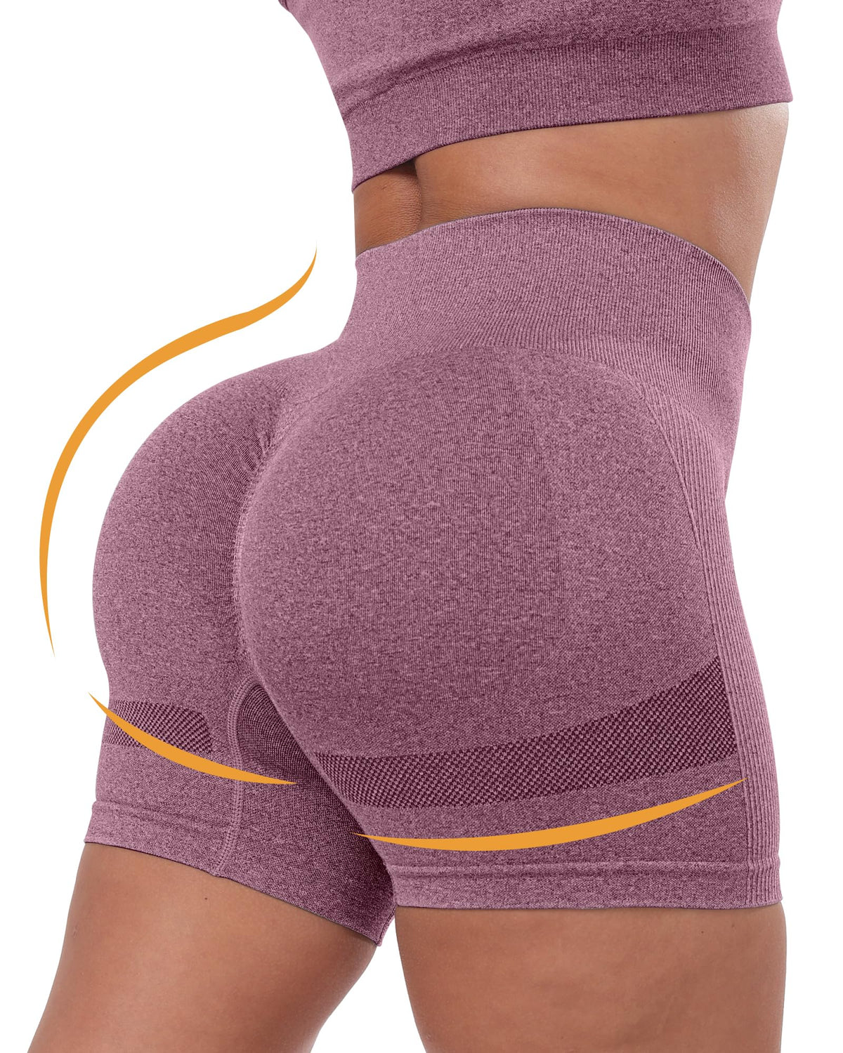 CHRLEISURE Women's 4 Packs Workout Gym Shorts, High Waisted Butt Lifting Scrunch Butt Seamless Booty Shorts(Black,Black,DGray,Wine,S)