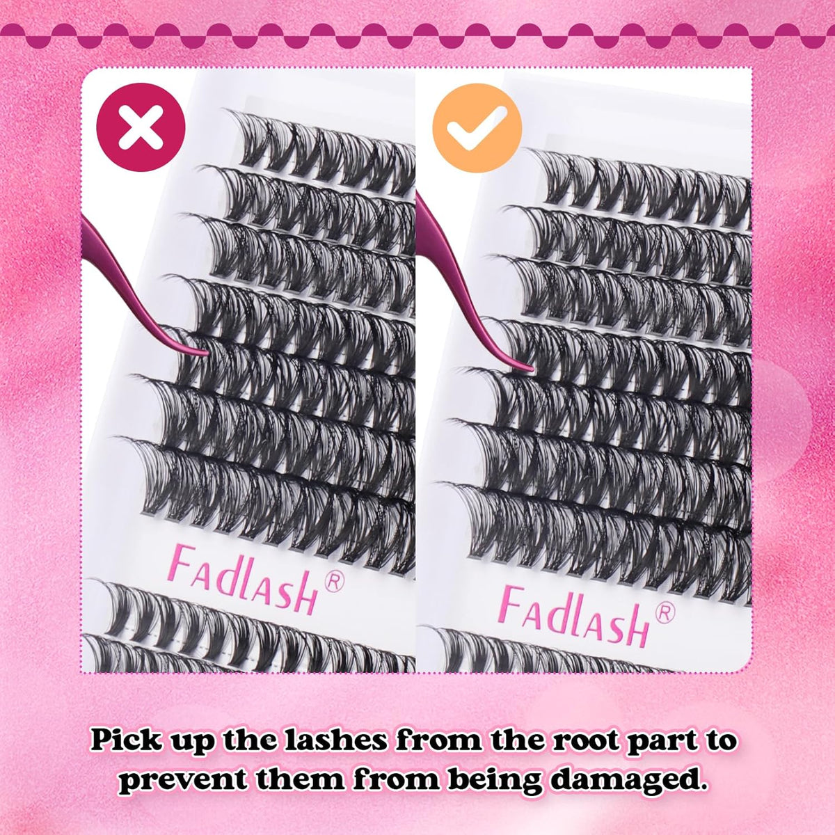 FADLASH Cluster Lashes D Curl Wispy Individual Lashes DIY Eyelash Extension Natural Look Reusable Fluffy Cluster Eyelash Extensions Self Application At Home (40D+50D-0.07D-12-18MIX)