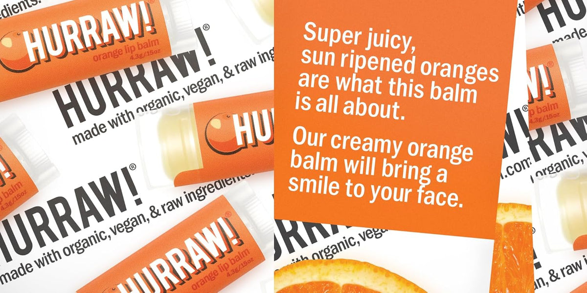 Hurraw! Lemon, Orange, Lime Lip Balms, 3 Pack Bundle: Organic, Certified Vegan, Cruelty and Gluten Free. Non-GMO, 100% Natural Ingredients. Bee, Shea, Soy and Palm Free. Made in USA