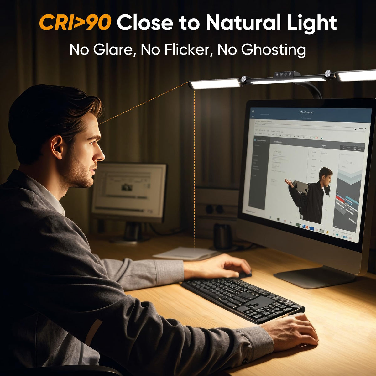 Large Desk Lamps for Home Office, 39.3" Architect Desk Lamp with Clamp, 24W Ultra Bright LED Desk Light Stepless Dimming Eye-Caring Office Desk Lamp for Study Work