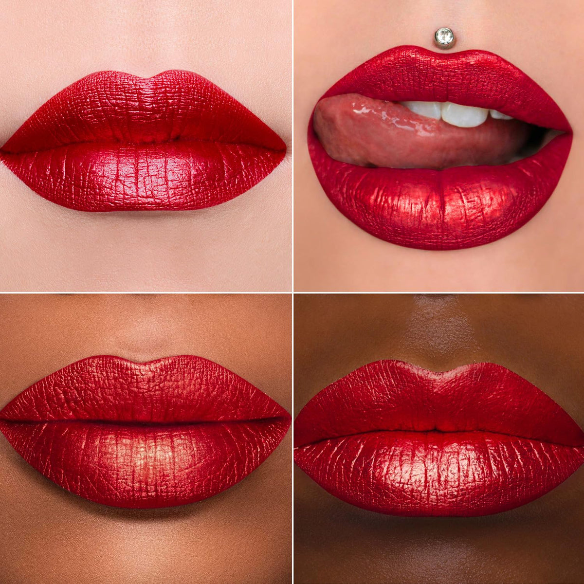 MAKI YIKA 3Pc Metallic Lipstick Long Lasting Pink Brown Red Glitter Lipsticks High Shine Lipstick No Smudge No Transfer Liquid Lip Gloss (Pink/Brown/Red)