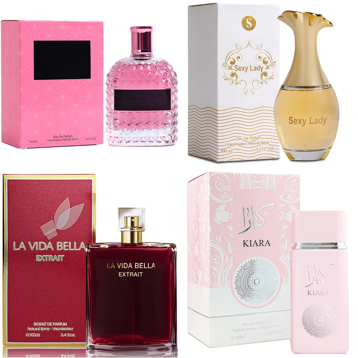A CENTER 4PCS Perfume Set for Women - Floral Fragrance Gift Set with Vanilla,Sweet Fruity Eau De Parfume| 3.4 Fl Oz Each(Valuable Paris,La Vida Bella Ext,KA,Sexy Lady)