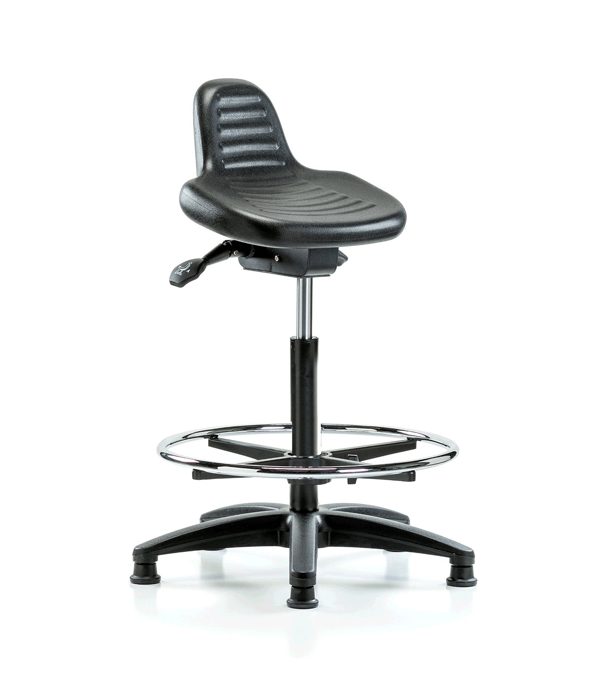 Perch Polyurethane Desk Stool – Deluxe Lab Stool, Drafting Chair with Footring & Caps – Work Bench Stool for Clinic, Salon, Cleanroom, Lab & Workshop, 21"-31" Height Adjustment, 300 lb Capacity