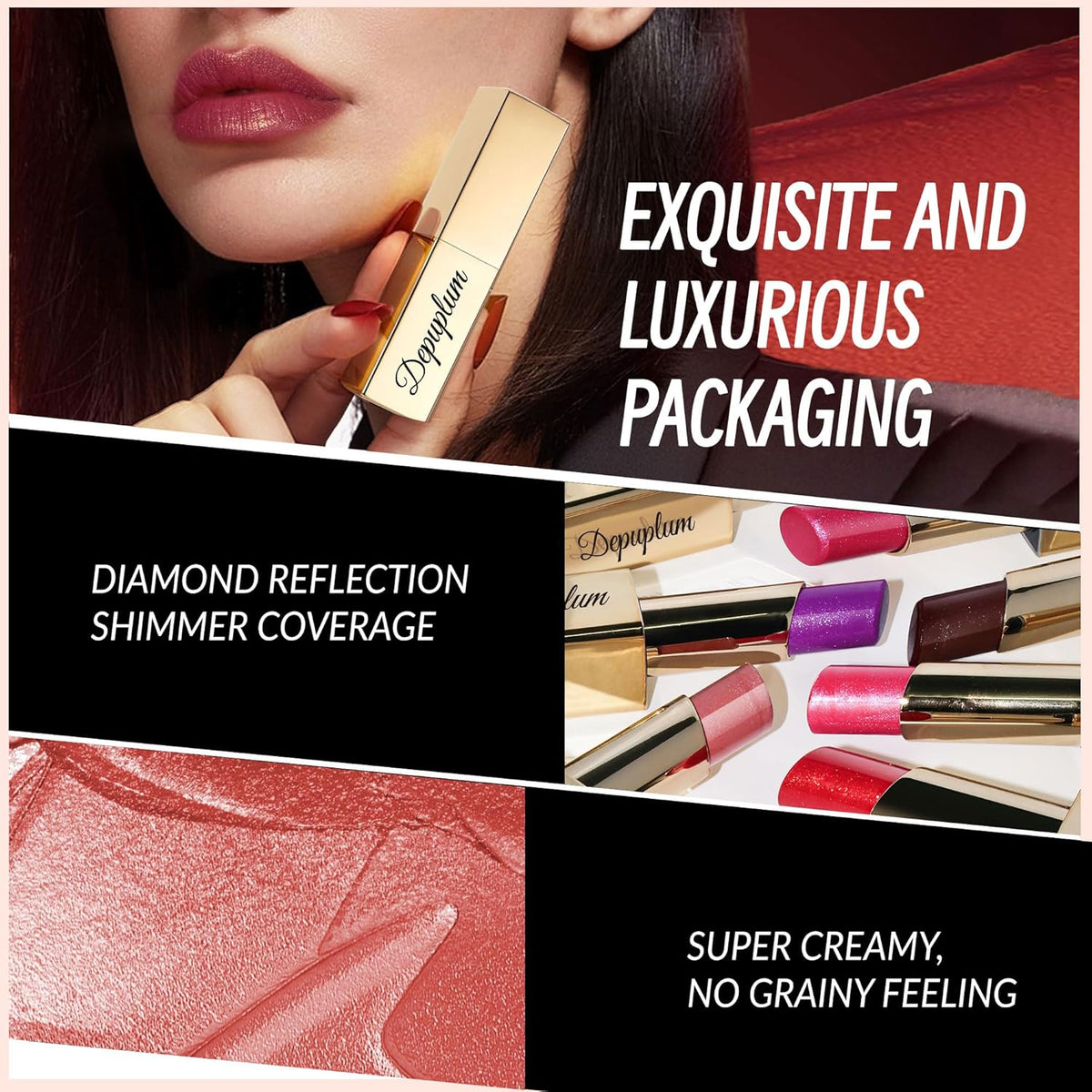Hot Pink Brown Nude Lipstick Set for Women Shimmer Tinted Lip Balm Hydrating Moisturizing Lipstick Cruelty Free Lip Makeup, DM110/117/118