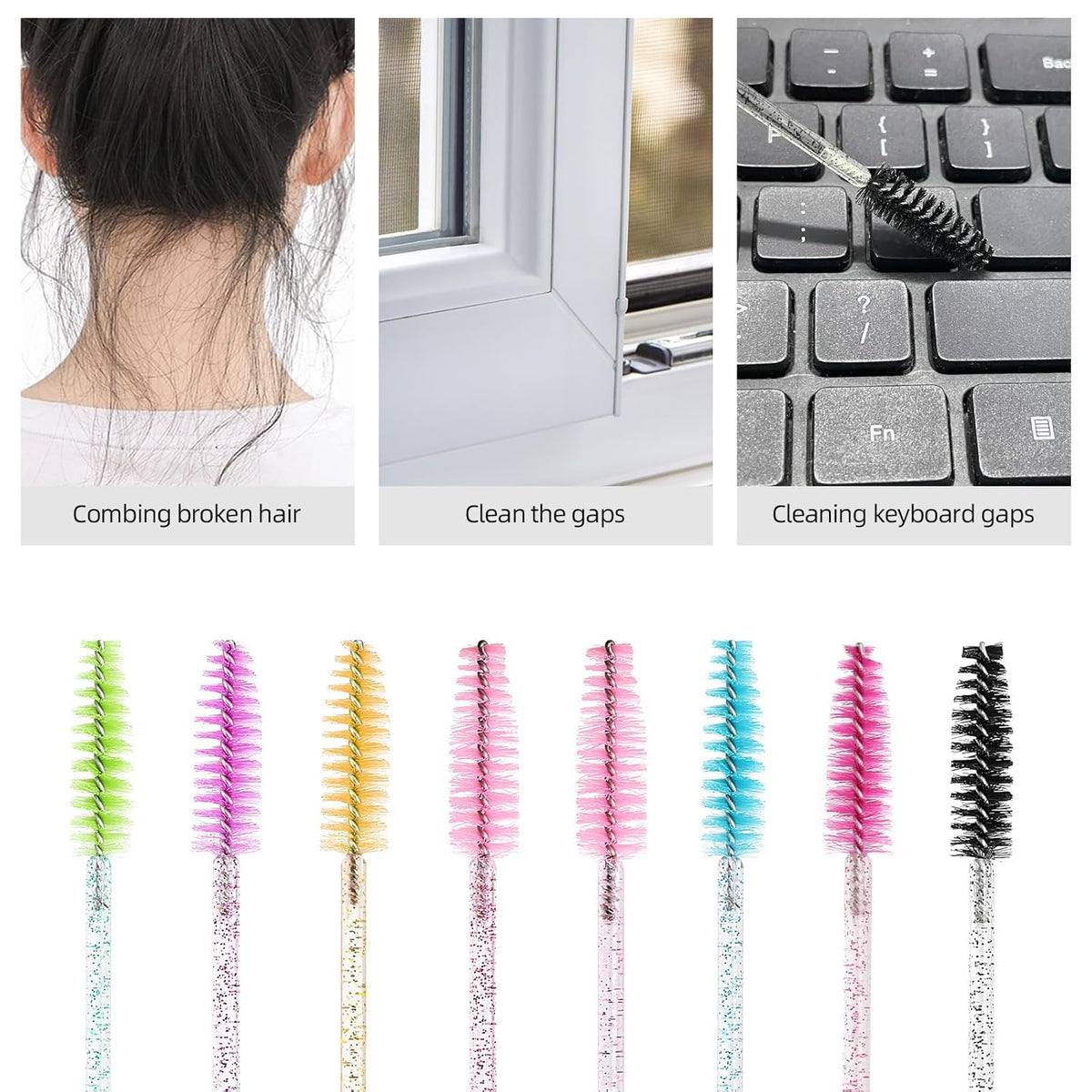 Tbestmax 800 Disposable Mascara Wands Eyelash Brush Spoolies for Eyebrow Eye Lash Extension, Makeup Brushes Applicators Kits - 8 Colors