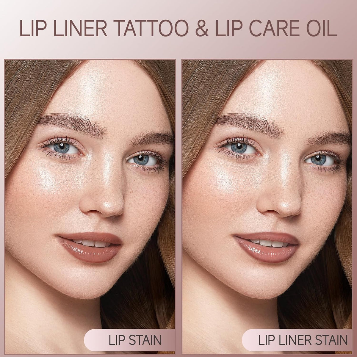 KISSIO Lip Stain Set,Peel Off Lip Liner Stain and Lip Care Oil,Transfer Proof,Long Lasting and Waterproof Lip Tint,Matte Finish,Lip Combo,05 Light brown