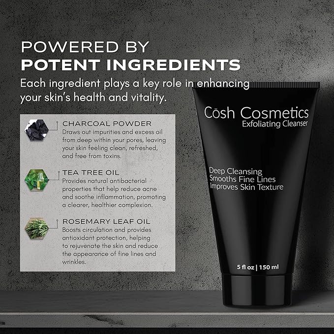 Cosh Cosmetics Exfoliating Cleanser - Deep Cleansing Facial Exfoliate, Smooths Fine Lines, Improves Skin Textures (5 Fl Oz.)