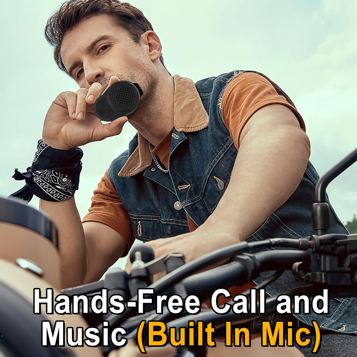 STDFORU Small Wearable Bluetooth Speaker Clip On Wireless Jobsite Pro Water-Resistant Portable Bluetooth Speaker Mini Wearable Speakers with Microphone for Workout Cycling Running (Black+Black)