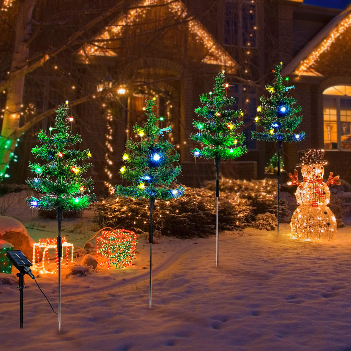 Vbioa Solar Christmas Tree Lights Outdoor - 2pcs Garden Decorations, Waterproof Lights for Yard, Gifts for Women, Mom