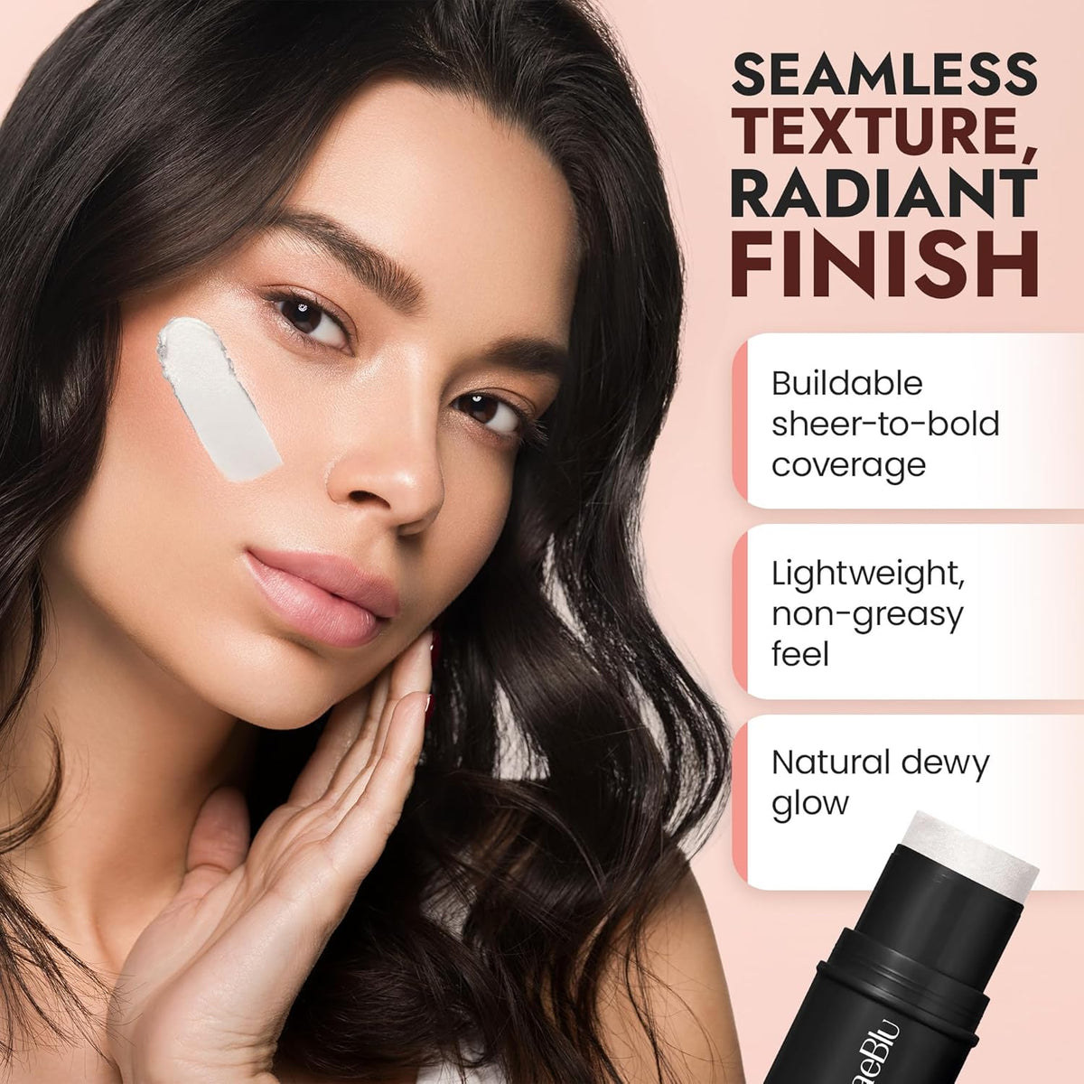 Organic Blush Tube, Prosecco - 100% Natural Vegan Cream Blush Sticks, Multi-Use Bronzer, & Highlighter for Lips, Cheeks & Eyes, Buildable Shimmer, Gluten-Free, Paraben-Free, Made in USA
