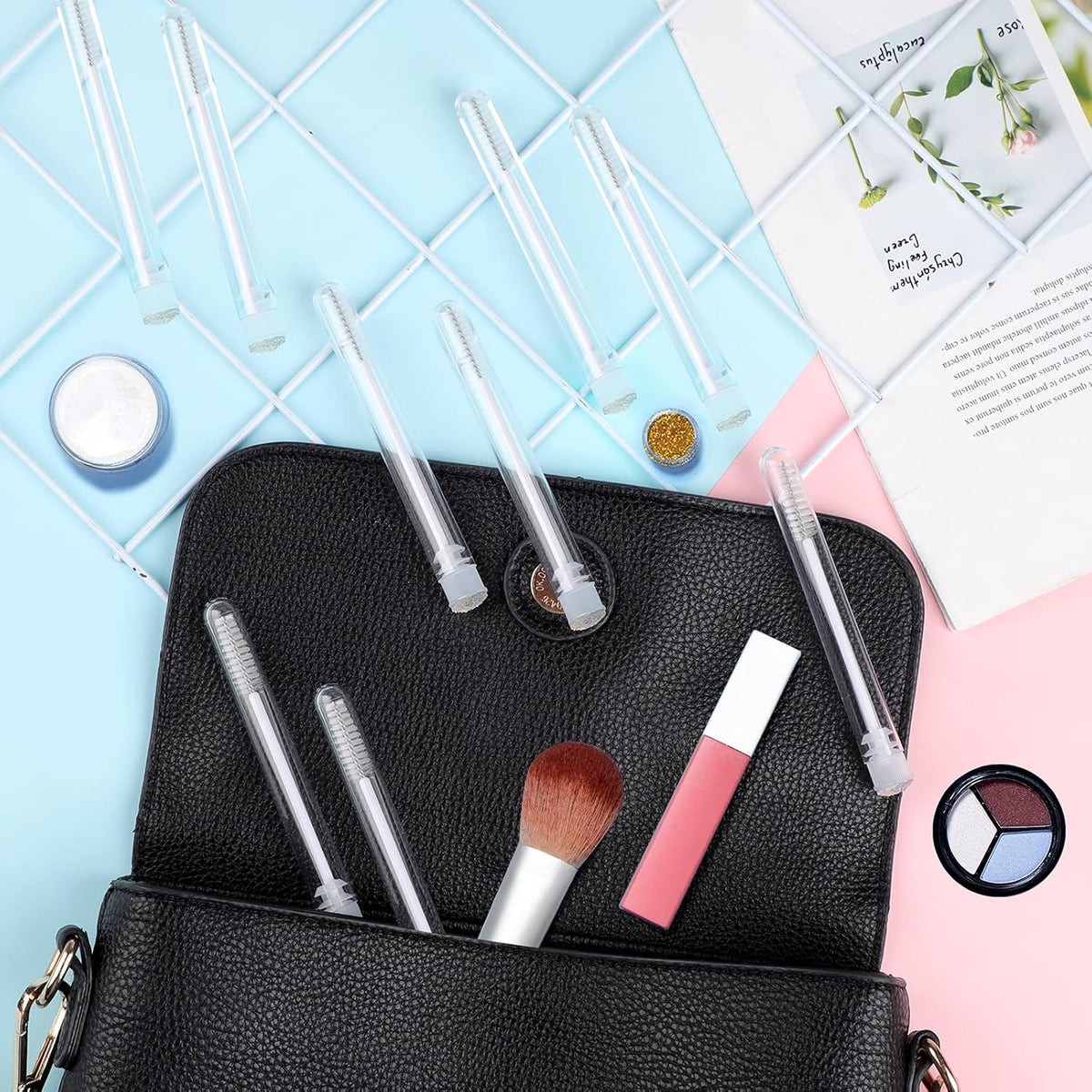 50pcs Eyelash brush Lash Wand Makeup tool Eyelash Extension supplies Cleaning brush Diamond Mascara star white