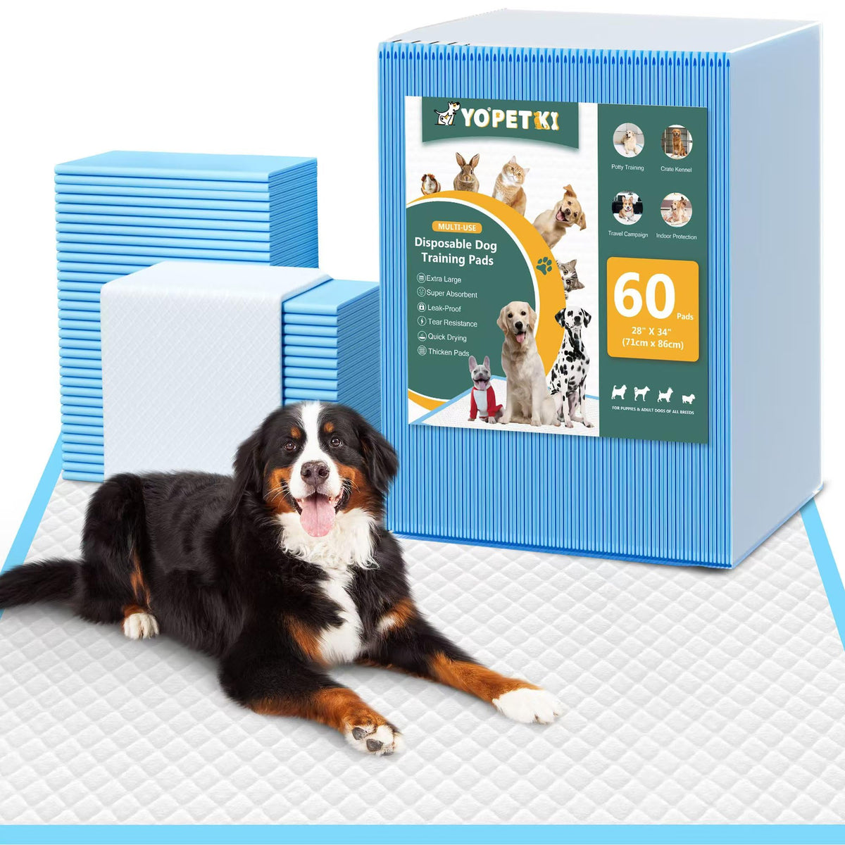 60 Count Extra Large Dog Pee Pads 28" x 34", Super Absorbent X-Large Puppy Pads Disposable Dogs Training Pads, Quick Drying Leak-Proof Dog Potty Pads for Doggies Puppies Cats