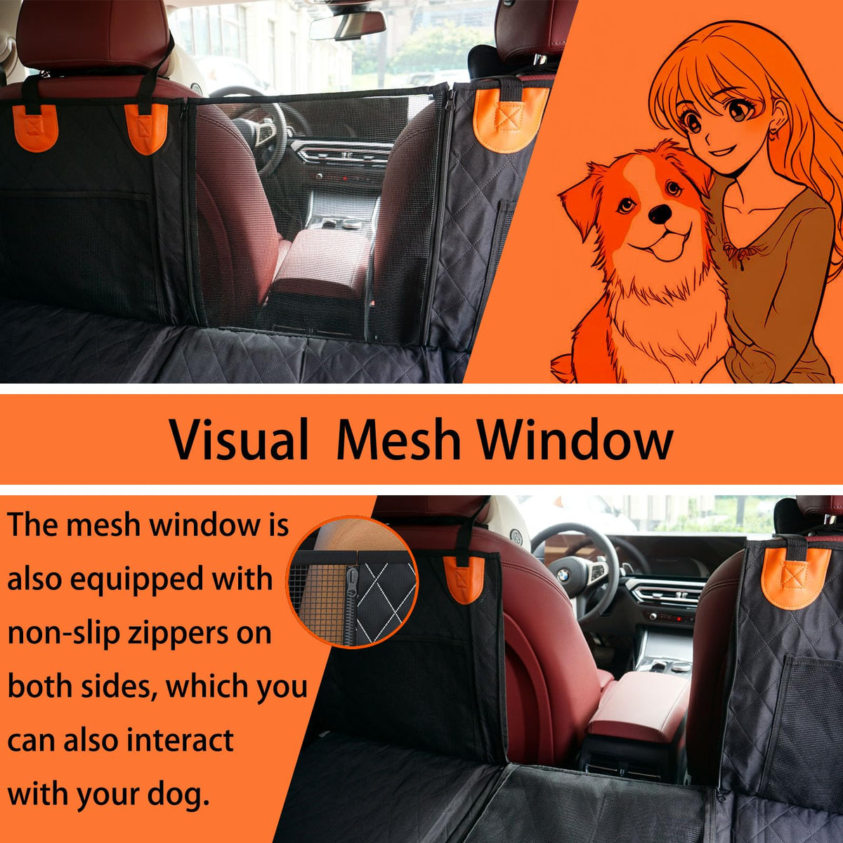 Crossarctic Back Seat Extender for Large Dogs, Dog Car Seat Cover Hard Bottom Holds 400lbs, Sturdy Backseat Extender for Dogs, Waterproof Dog Hammock for Dog, Car, SUV, Truck
