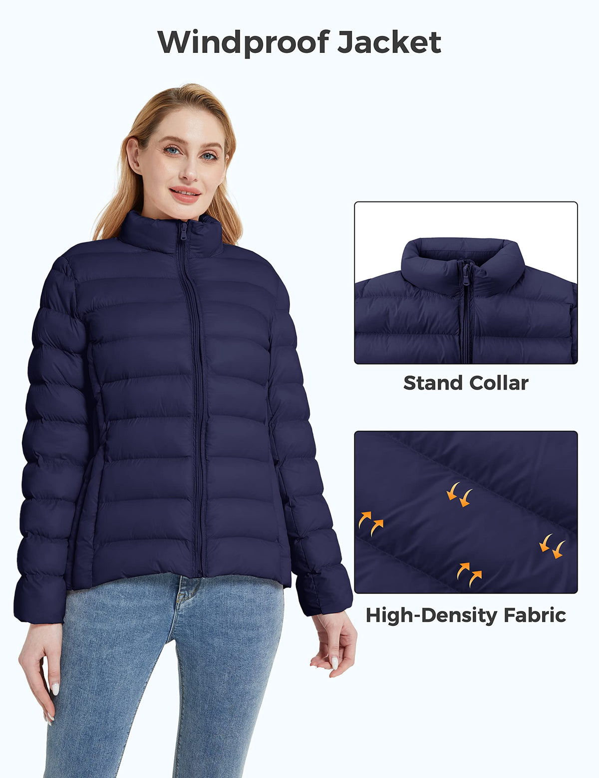 ZSHOW Women's Packable Winter Coat Lightweight Warm Quilted Puffer Jacket (Navy,M)