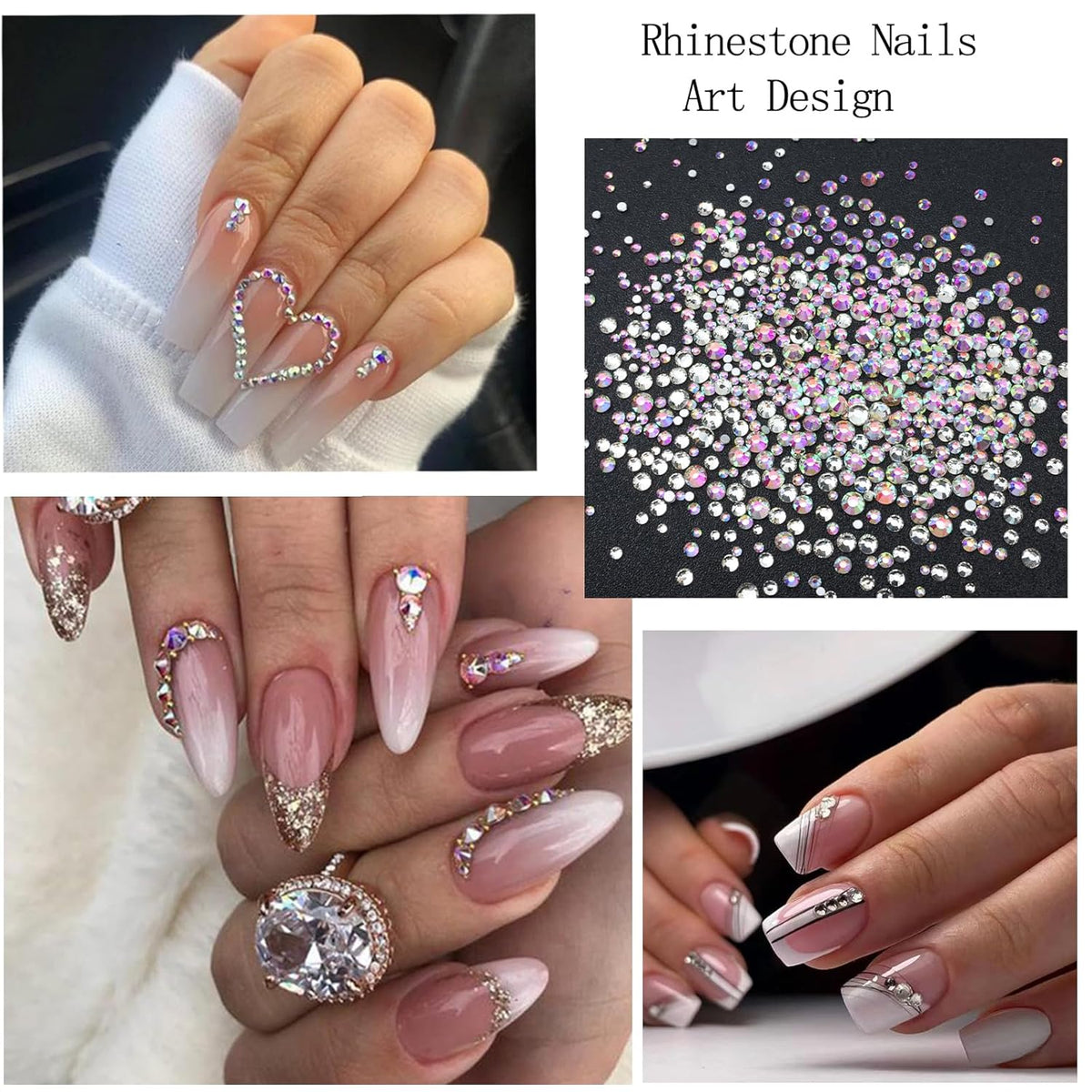 4 Boxes Flatback Rhinestones and Pearls Nail Charms for Acrylics - Crystals, Half Rounds, and Accessories for DIY Nail Art Decor