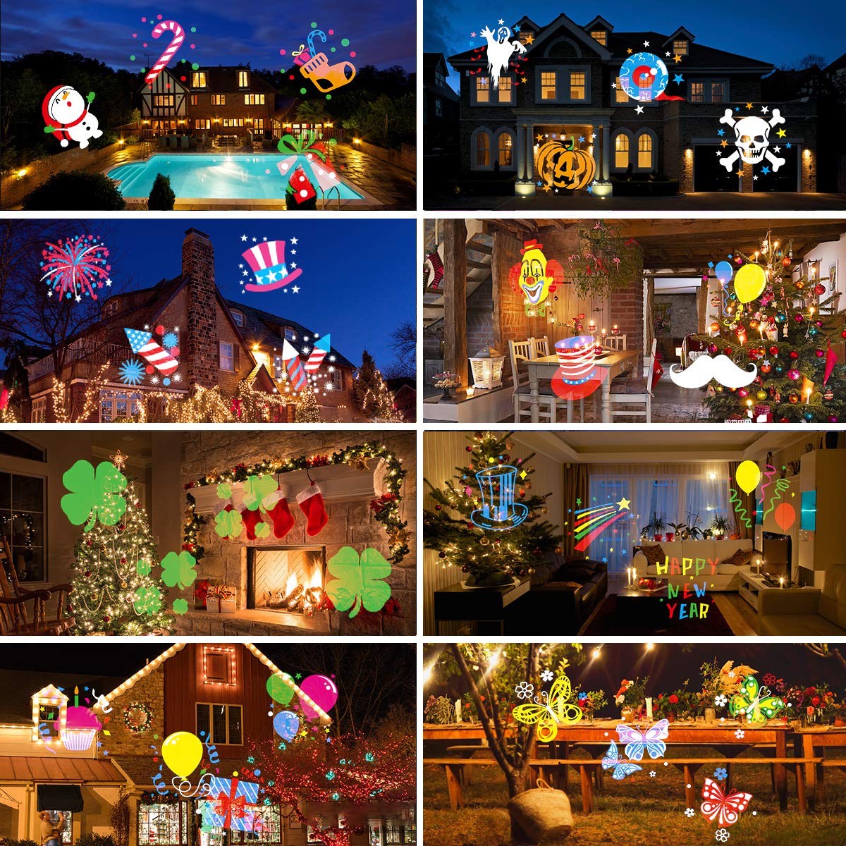 Elec3 Christmas Halloween Projector Light, 16 Patterns Christmas Projector Lights Waterproof Indoor Outdoor Holiday Light with Remote Control for Halloween,Christmas,Birthday,Garage,Landscape Decor