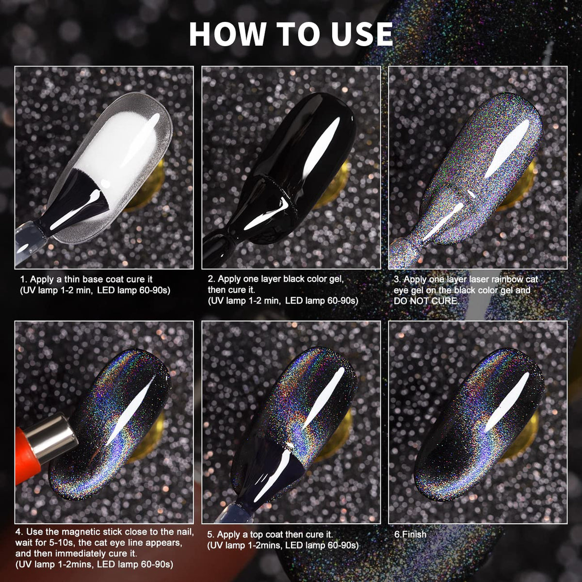 RARJSM Cat Eye Gel Nail Polish, Galaxy Chameleon Magnetic Gelpolish Hot Pink Holographic Glitter Gel Soak Off UV LED DIY Manicure Art for Salon Designs and Home DIY 7.5ML/0.26fl oz