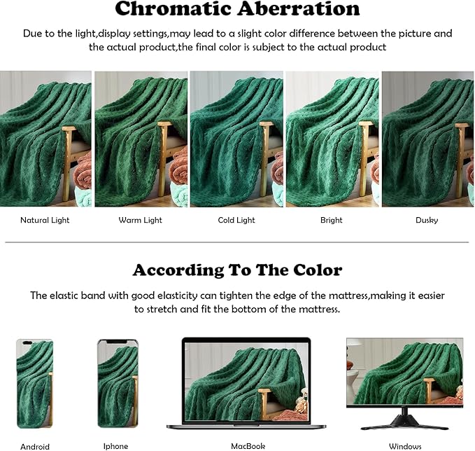 NEWCOSPLAY Super Soft Queen Blanket Green Premium Silky Flannel Fleece 3D Waffle Checkered Lightweight Bed Blanket All Season Use (Dark Green, Queen(90"x90"))