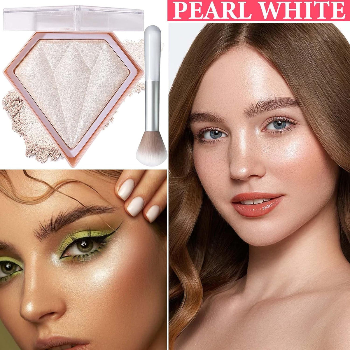 Face Glitter Blush Shimmer Waterproof Highlighter Blusher Powder,Facial Contour Corrector Long Lasting Glitter Illuminator Highlighter Palette Shimmer Highlight Makeup Palette(01#)