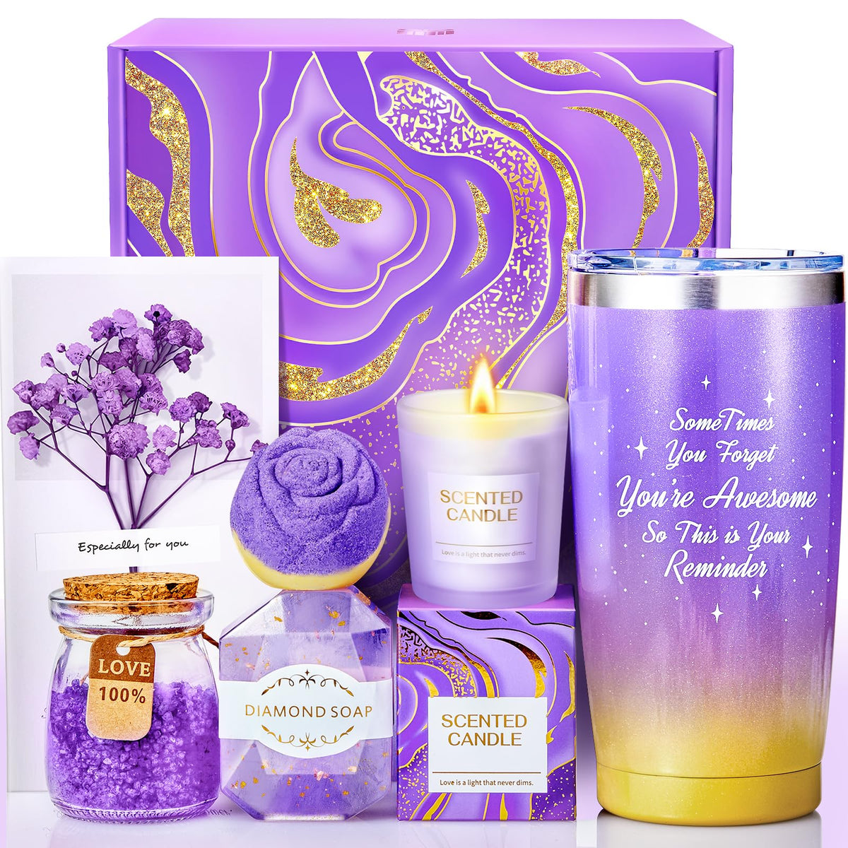 Gifts for Women, Mom, Wife, Her, Girlfriend, Sister, Bestie - Happy Birthday, Christmas, Graduation Gifts, Self Care Gift Basket Set, Womens Teacher Nurse Employee Appreciation Gifts