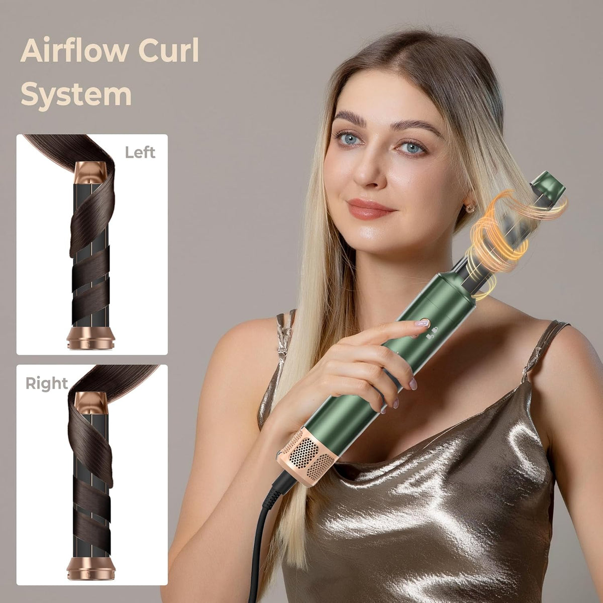 7 in ONE Hair Dryer Brush, Powerful Blow Dryer Brush with Auto- Wrap Curler, Detachable Fast Drying, Volumizing, Curling, Straightening, Ionic Hair Dryer with Diffuser, Hair Styling Tools 100-120V