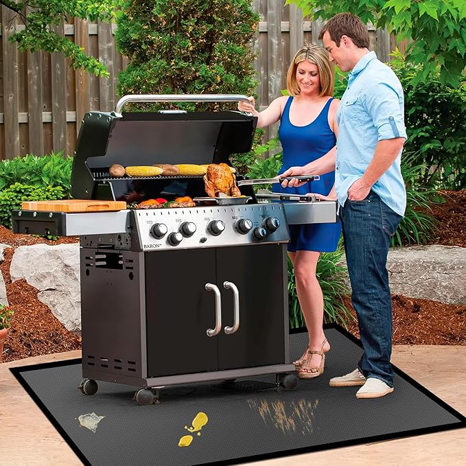 90 ×65 inches Under Grill Mats for Outdoor Grill/ Double-Sided Indoor Fireplace Mat Fire Pit Mat Fireproof Waterproof Oil-Proof, BBQ Mat Grill Pads Grilling Mat Protector for Deck Patio Gas Grills